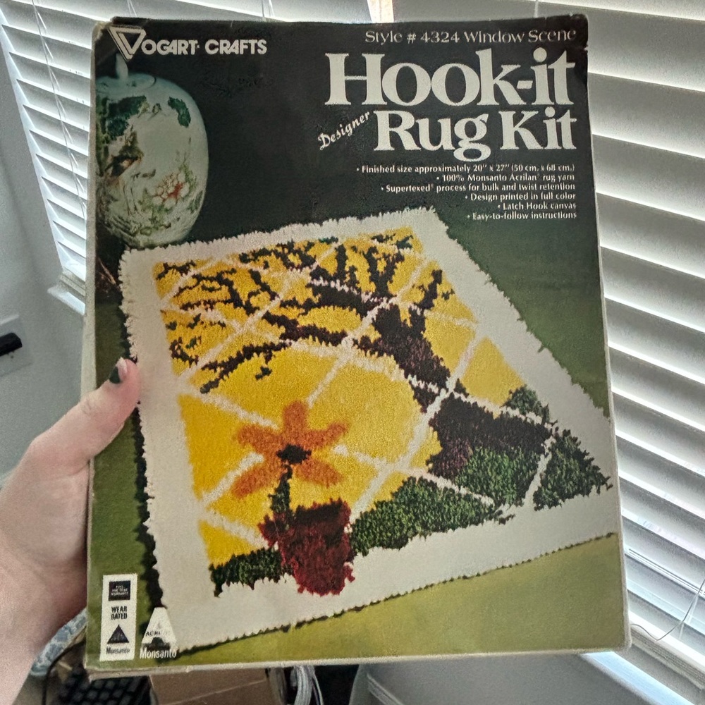 Vintage Vogart Hook It Latch Hook Rug Kit Window Scene